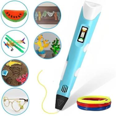 Imagem de Caneta 3d Impressora Profissional 12v Com Filamentos + Fonte azul ou r