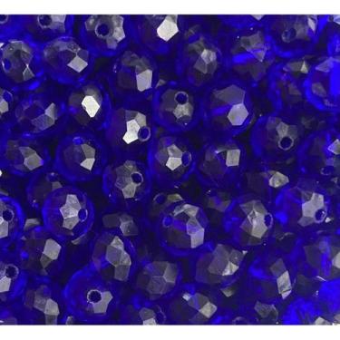 Imagem de Kit 200 Cristais Miçangas Azul Escuro 8 mm Umbanda Guia - Lua Mística 