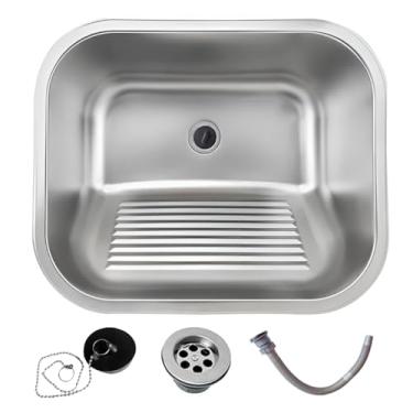 Imagem de Tanque em Inox para Lavanderia 45x45 Antirruído Completo Brinovar
