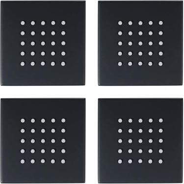 Imagem de Sprays De Corpo De Chuveiro Pretos, Jatos De Spray De Massagem De Chuveiro Quadrados, Pulverizador Lateral De Latão, Chuveiro De Hidrojato, Chuveiro De Alta Pressão, Chuveiro De Parede, 4pcs