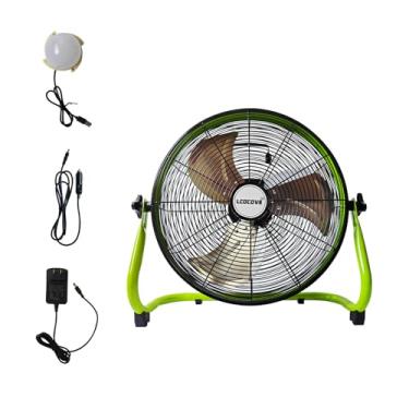 Imagem de lcocove Ventilador operado por bateria de 40,6 cm pode funcionar de 5 a 24 horas, design de ventilador recarregável para acampamento, pátio, galpão, com saída USB para telefone