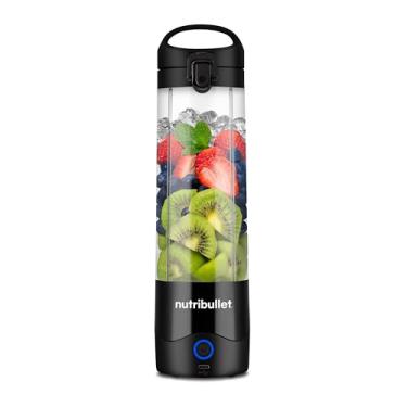 Imagem de nutribullet Liquidificador portátil, sem fio, recipiente de 590 ml, liquidificador pessoal para vitaminas, recarregável USB-C, preto, NBPB50100K