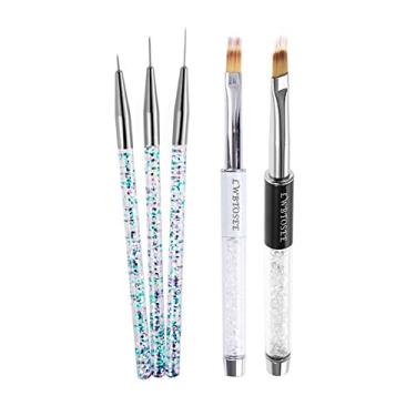 Imagem de LWBTOSEE Nail Ombre Brush Nail Art Painting Pen Brush UV Gel Polish Gradient Color Rhinestone Crystal Pen UV Gel Brushes Painting Tools (Silver)