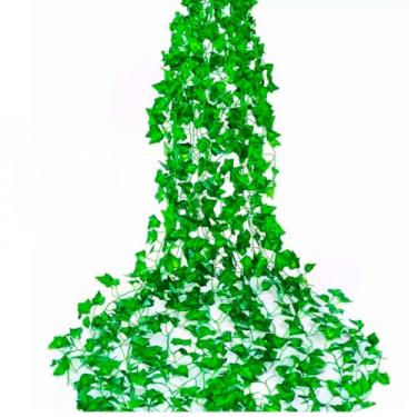 Imagem de 48 Metros Hera Verde Planta Artificial Trepadeira Ramas Folhagem Pendente(48 Metros)