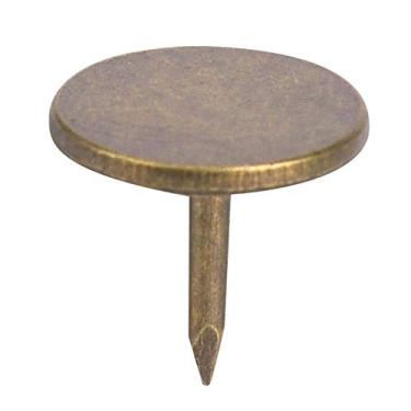Imagem de QANYEGN 100Pcs Estofados Prego, Antique Estofados Tachas, Cabeça Chata Ciano Bronze Ferro Desenho Pin para Sofá, Cadeira, Cama, Art. (Diameter 11MM*Total length 11MM)