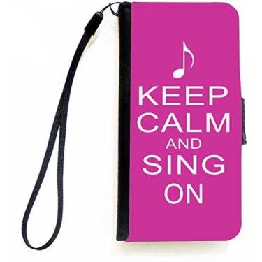 Imagem de Rikki Knight Keep Calm and Sing On Rose Pink Color Flip Wallet Case com aba magnética para Apple iPhone 5c