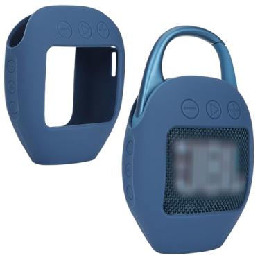 Imagem de Lebakort Capa de silicone compatível com alto-falante sem fio Bluetooth portátil JBL Clip 5 (capa azul)