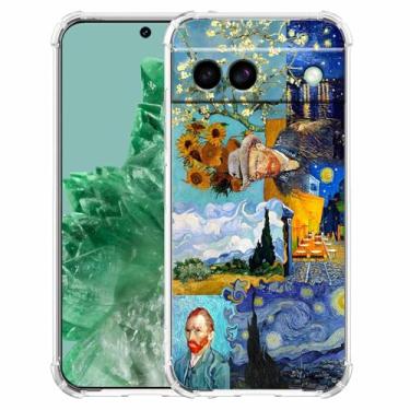 Imagem de malegaon Pintura Van Gogh padrão noite estrelada, capa protetora de TPU macio para Google Pixel 8a