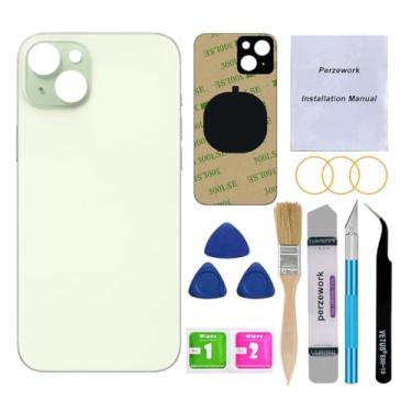 Imagem de Perzework Substituição de vidro traseiro OEM para iPhone 15 Plus 6,7 polegadas com kit de ferramentas de reparo e adesivo pré-instalado (verde)