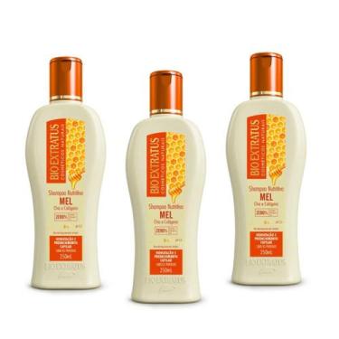 Imagem de Kit Com 3 Shampoo Mel Cabelos Porosos 250ml  Bio Extratus