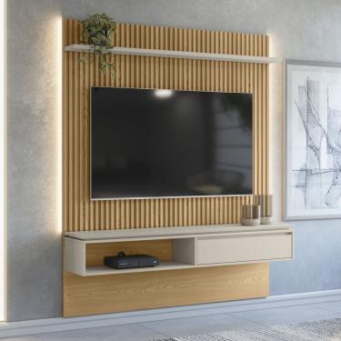 Imagem de Painel Home Samambaia Para Tv Até 65 Polegadas Com Kit Led Carvalho/off White