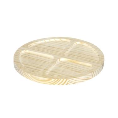 Imagem de Petisqueira Redonda De Madeira Pinus Com 4 Divisões - Stolf 24cm