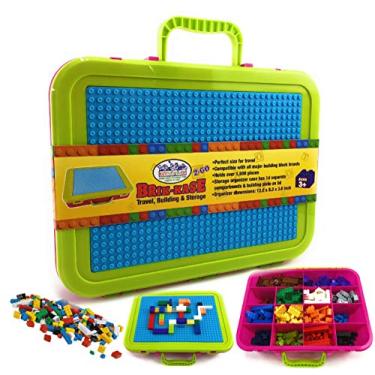 Imagem de Matty's Toy Stop Brik-Kase 2-GO Estojo de viagem de 33 cm, construção, armazenamento e organizador com tampa de placa de construção (comporta aproximadamente 1.500 peças) - Compatível com todas as principais marcas (rosa, limão e água)