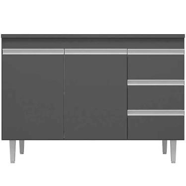 Imagem de Balcão De Pia 100 Cm Adriana 2 Portas 3 Gavetas Cinza