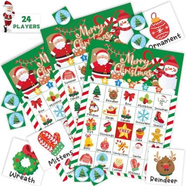 Imagem de Yoqipati 38PCS Christmas Bingo Game Cards for 24 Players Christmas Bingo Games for Classroom Activities Family Party Favors Xmas Gifts Holiday Supplies