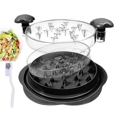 Imagem de HYRUNHX Desfiador De Frango Com Placa Removível, Ferramenta Grande Para Carne, Tampa Transparente E Escova Giratória, Máquina Visível, Tira Antiderrapante Resistente, Cabo Ergonômico, Livre Bpa (Pre