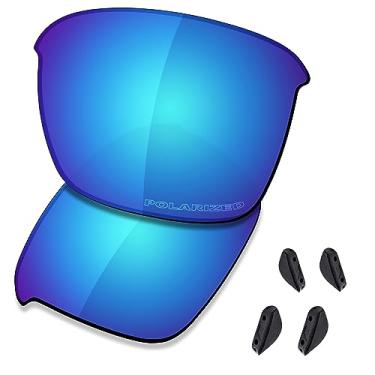Imagem de SAUCER Lentes de reposição premium e protetores de nariz para Oakley Thinlink OO9316 | Óculos de sol Thinlink Low Bridge Fit OO9317 High Defense - Azul Glaciar polarizado
