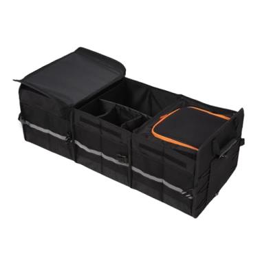 Imagem de Jiawu Organizador de Tronco, Caixa de Armazenamento de Porta -malas de Vários Compartimentos Com Bolsa Mais Refrigerada e Bolsos Laterais, Organizador de Carga de Carro Dobrável