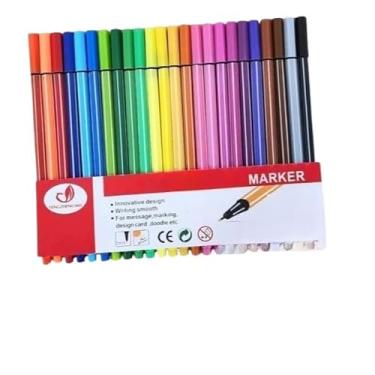 Imagem de Conjunto de pincel de caneta-tinteiro 2 em 1 de núcleo 12/24/36/48 e caneta-tinteiro de ponta dupla e ponta fina para colorir e desenhar (Caneta Coloridas(Não é 2 em 1),12)