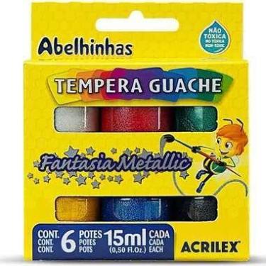 Imagem de Tinta Guache Metálica Fantasia 2 Caixas de 6 Cores - Acrilex