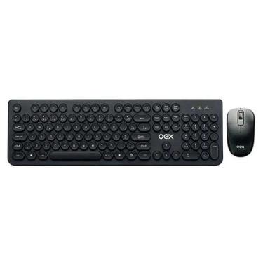 Imagem de Kit Teclado e Mouse sem Fio 1600 DPI Teclas Redondas Preto OEX POP + T