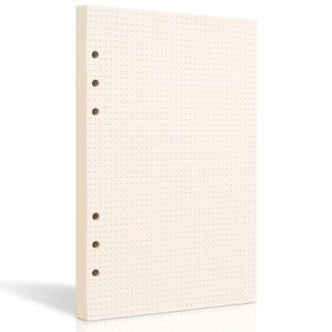 Imagem de Papel quadriculado A5, 6 furos, refil pontilhado A5 para planejador/fichários/organizador, 21 x 14 cm, 80 folhas, bege, 100 g/m2 (1)