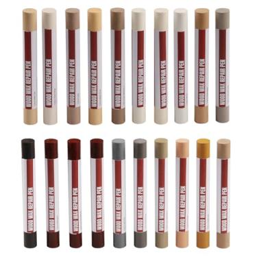 Imagem de Uxney Bastões de enchimento de madeira, giz de cera de reparo de madeira de 20 cores, marcadores de móveis de madeira para retoque para reparar arranhões, amassados, rachaduras e furos em pisos de