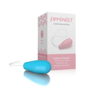 Imagem de Cone para Pompoar A SÓS Pompoarismo Peso 70g Feminist Azul Fortalecimento Vaginal e Prazer Sexual