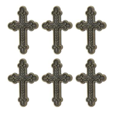 Imagem de Geesatis Puxador em forma de cruz estilo retrô, 6 peças, puxadores de armário antigos de liga de zinco (6 x 3,8 cm)