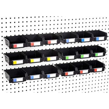 Imagem de Right Arrange Pegboard Bins – Pacote com 18 Pretos – Ganchos para Qualquer Placa de Peg – Organizar Ferragens, Acessórios, Bancada de Trabalho, Armazenamento de Garagem, Sala de Artesanato, Galpão de