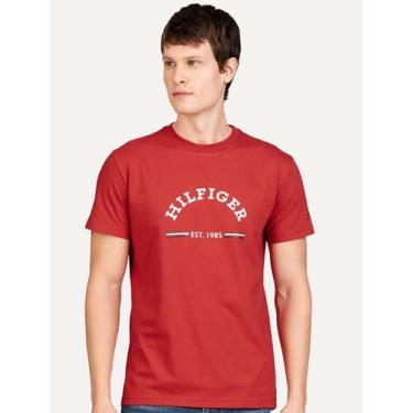 Imagem de Camiseta Tommy Hilfiger Masculina Monotype Logo Arched Vermelha, S/P