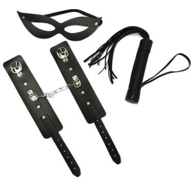 Imagem de Kit bracelete, tiazinha e chicote preto dominatrixxx