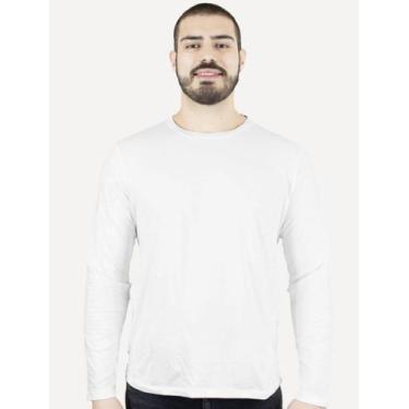 Imagem de Camiseta Ellus Masculina Manga Longa Cotton Fine Easa Branca, L/G