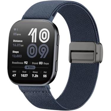 Imagem de Oanux Pulseira de relógio magnética de nylon elástico de 22 mm, compatível com Amazfit Bip 6/Amazfit Bip 5, pulseira de reposição para Amazfit Helio e GTR 4/3 Pro/3/2/2e/47 mm masculino e feminino