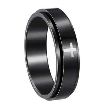 Imagem de Udolfly Anéis fidget masculinos, anéis giratórios de ansiedade, anéis de corrente clássica para mulheres e adultos, anel de aço de titânio, 12, Metal, Sem pedra preciosa