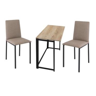 Imagem de Kit manicure ciplafe dubai 1 mesa carvalho dob  2 cadeiras, Bege