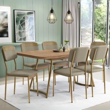 Imagem de Conjunto Sala de Jantar 6 Cadeiras Cannes Carraro Carvalho Dourado