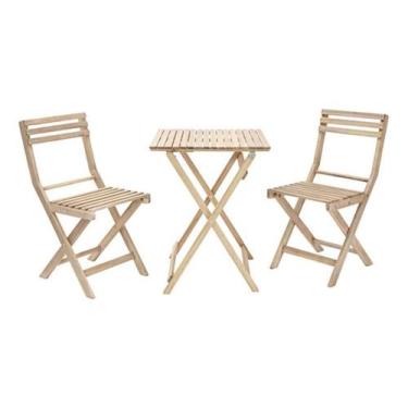 Imagem de Conjunto De Madeira 2 Cadeiras E 1 Mesa - Jardim E Varanda - Naterial