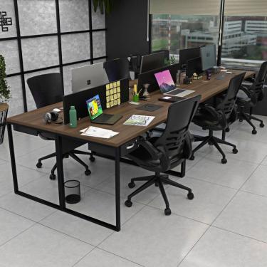 Imagem de Escrivaninha para Escritório 6 Lugares Nogal / Preto