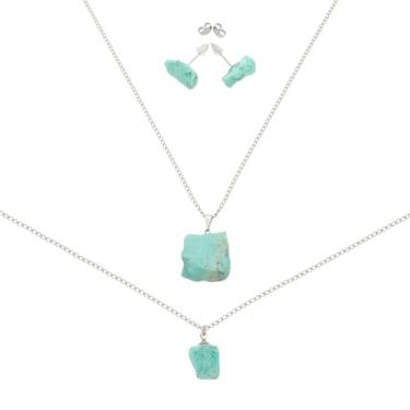 Imagem de Colar + brincos + tornozeleira pedra natural Turquesa