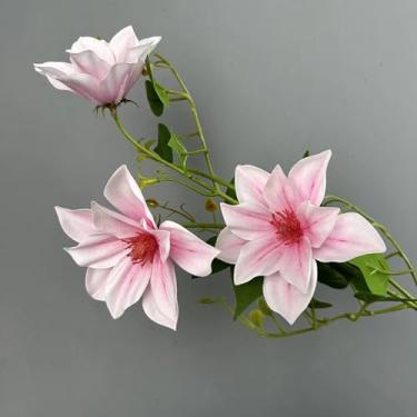 Imagem de Linda flor artificial real com 75 cm de comprimento, ramo falso floral para decoração de casa, casamento, mesa e área externa (rosa)