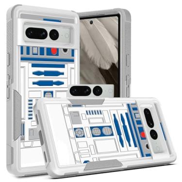 Imagem de Candykisscase Capa de telefone para Google Pixel 7 Pro, R2D2 Astromech Droid Robot padrão de absorção de choque PC rígido e capa protetora de camada dupla híbrida de silicone interno para Google Pixel