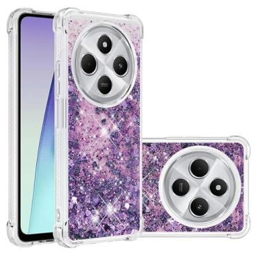 Imagem de MRRSIWEI Capa com glitter brilhante para Xiaomi Redmi 14C 4G / Poco C75, TPU macio, brilhante, líquido, flutuante, capa transparente para mulheres e meninas, capa para Xiaomi Redmi 14C 4G. Roxo