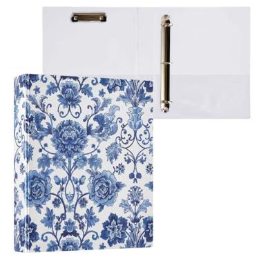 Imagem de Fichários redondos florais de porcelana, 3 cm, peônia, 3 anéis, para escritório, escola, material de trabalho, pasta de arquivos, documentos, capacidade de 200 folhas, fácil de abrir