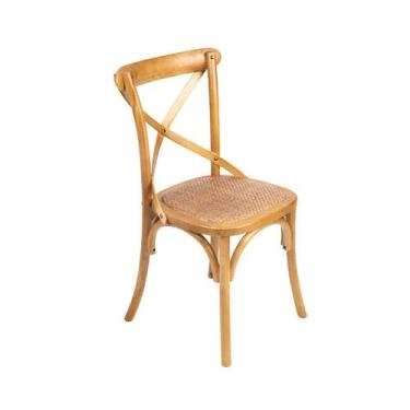 Imagem de Cadeira Boxbit Cross Kat em Madeira Clara Assento em Rattan, CHINA, MA