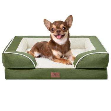 Imagem de Comfort Expression Sofá-cama ortopédico impermeável para cães pequenos, com capa removível lavável e parte inferior antiderrapante (PP, verde claro)