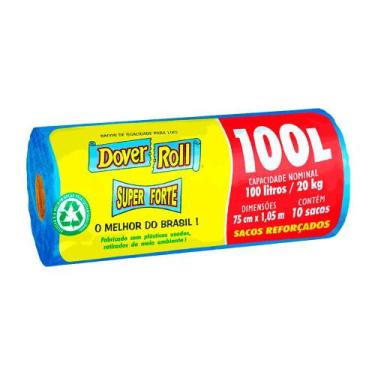 Imagem de Saco de Lixo Super Forte Azul 100 Litros Dover Roll - 10 unidades