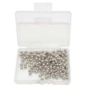 Imagem de Pacote com 400 alfinetes, pinos de mapa pequenos, pinos de tachas para mapa-múndi de viagem, quadro de cortiça, quadro de avisos, parede (400, prata)