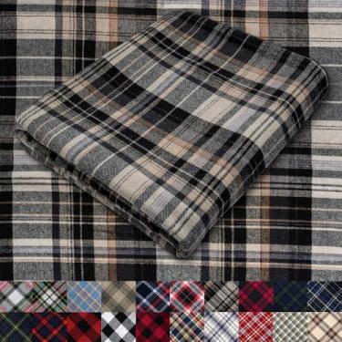 Imagem de Pico Textiles 2 metros Bolt Tan e Black Tartan Tecido de flanela xadrez - 152 cm de largura - 100% algodão - Vendido por The Yard - para camisas, cachecóis, pijamas e cobertores receptores