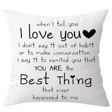 Imagem de OTOSTAR Capa de almofada estampada frente e verso 45,7 x 45,7 cm When I Tell You I Love You, presentes de aniversário, fronha quadrada para namorada, marido, esposa, romântico, dia dos namorados